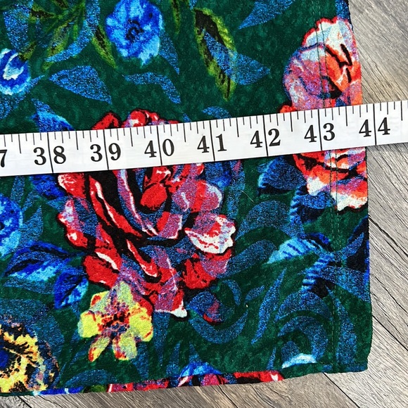 Zara Textured Green Floral Print Dress Gathered Side Size S Long Sleeve Bodycon - Picture 11 of 16